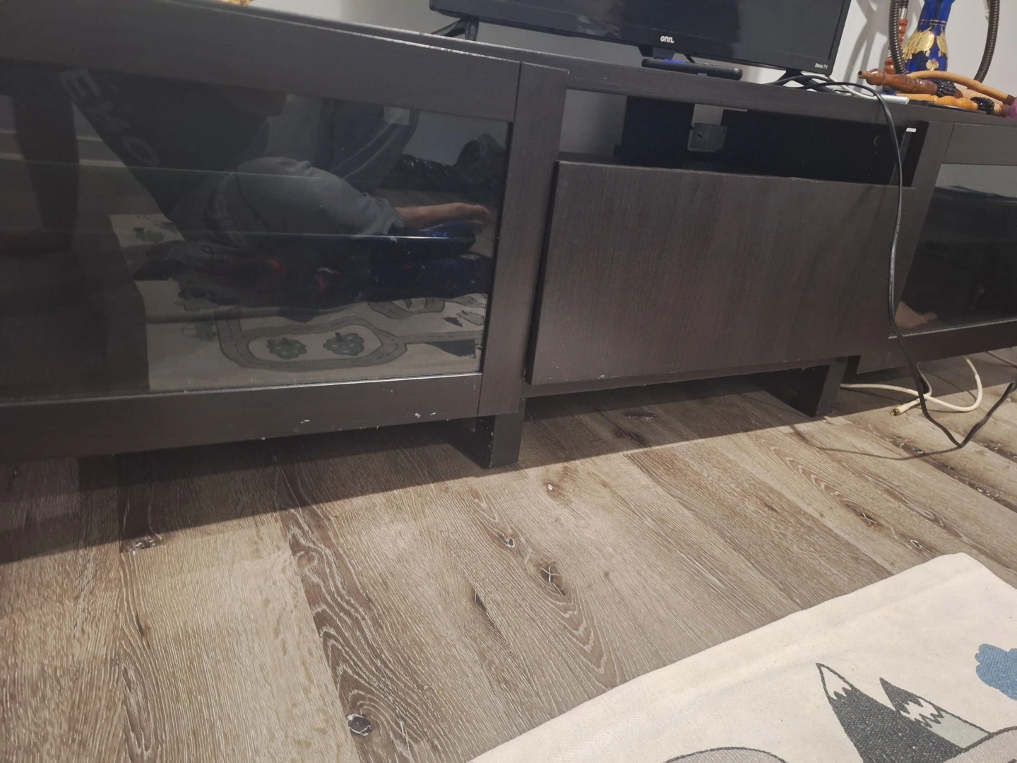 Black Media Console with Glass Doors - photo 2