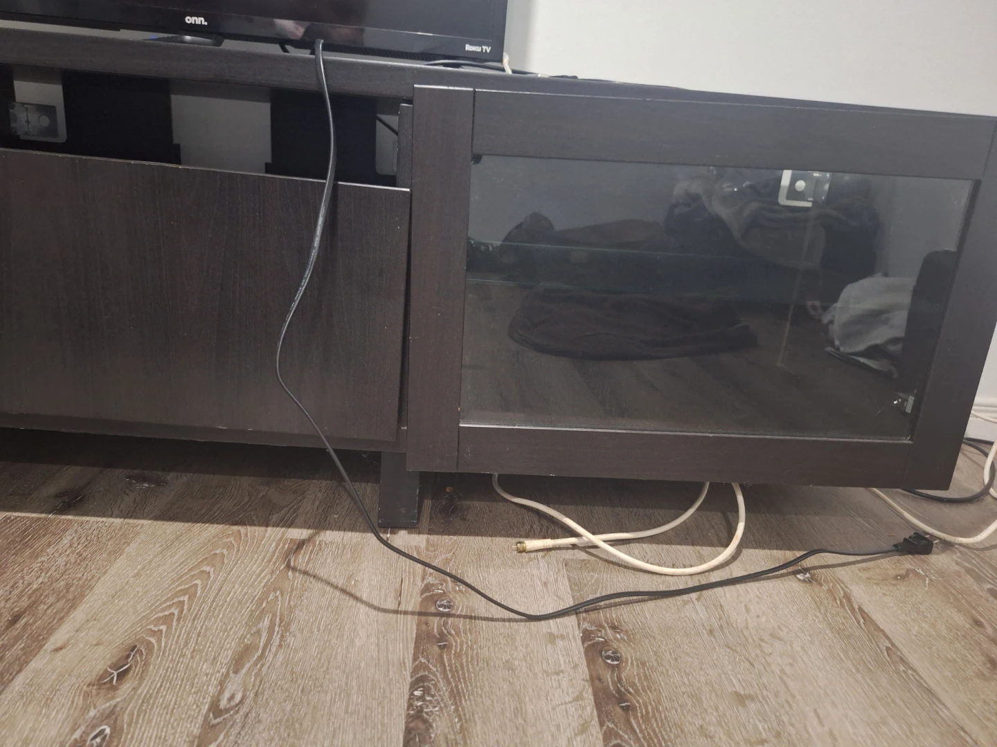 Black Media Console with Glass Doors - photo 3