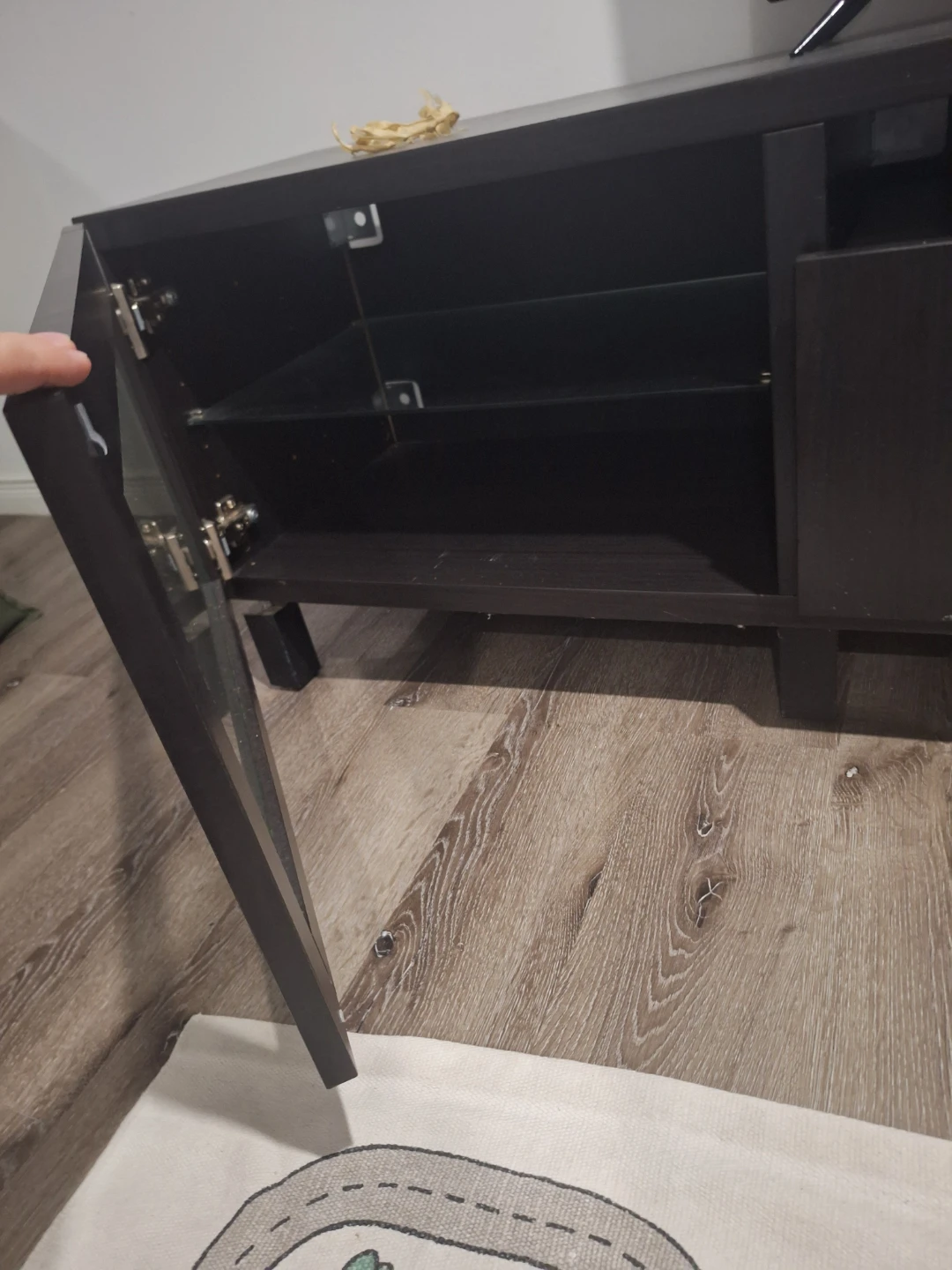 Black Media Console with Glass Doors - photo 5