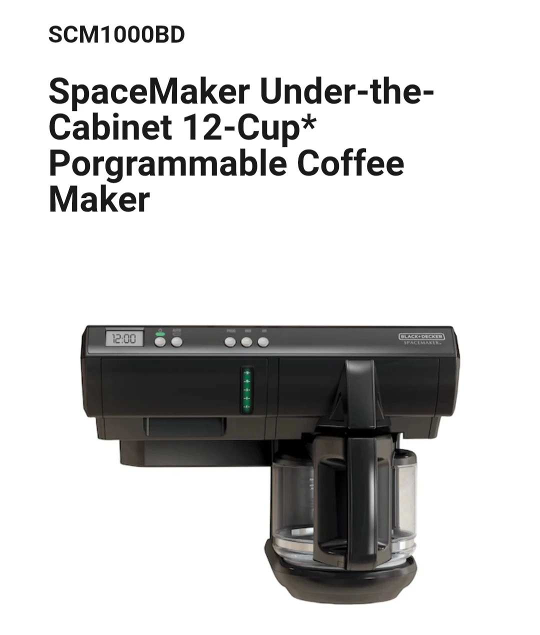 Black & Decker SCM1000BD Spacemaker 12-Cup Coffee Maker