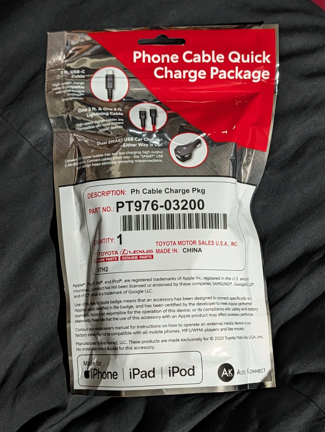 Toyota Phone Cable Quick Charge Package - photo 2