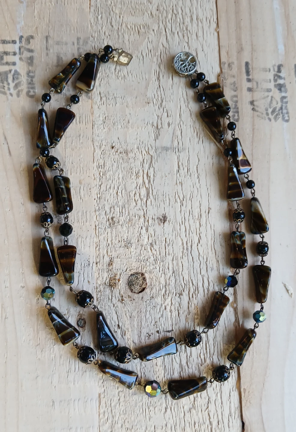 Antique Brown and black beaded necklace - photo 2
