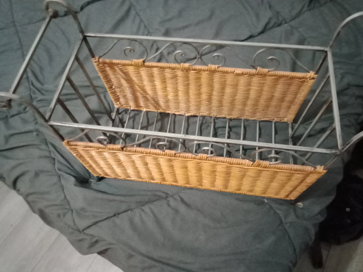Wicker and Metal Magazine Rack