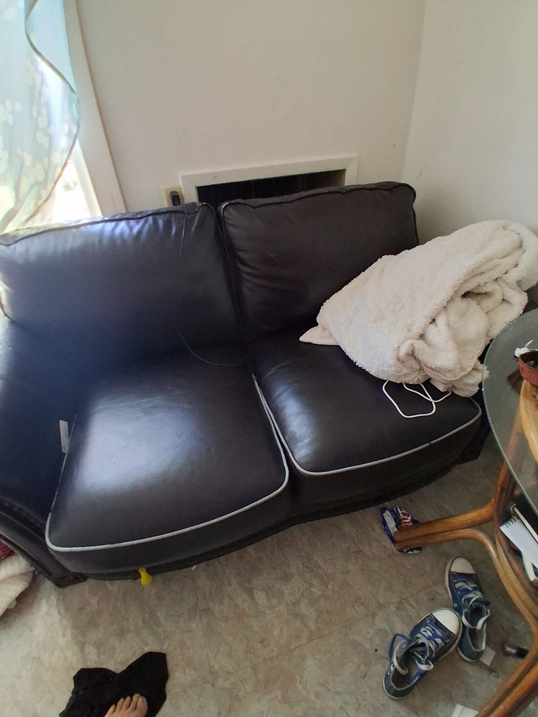 Dark Brown Faux Leather Sofa