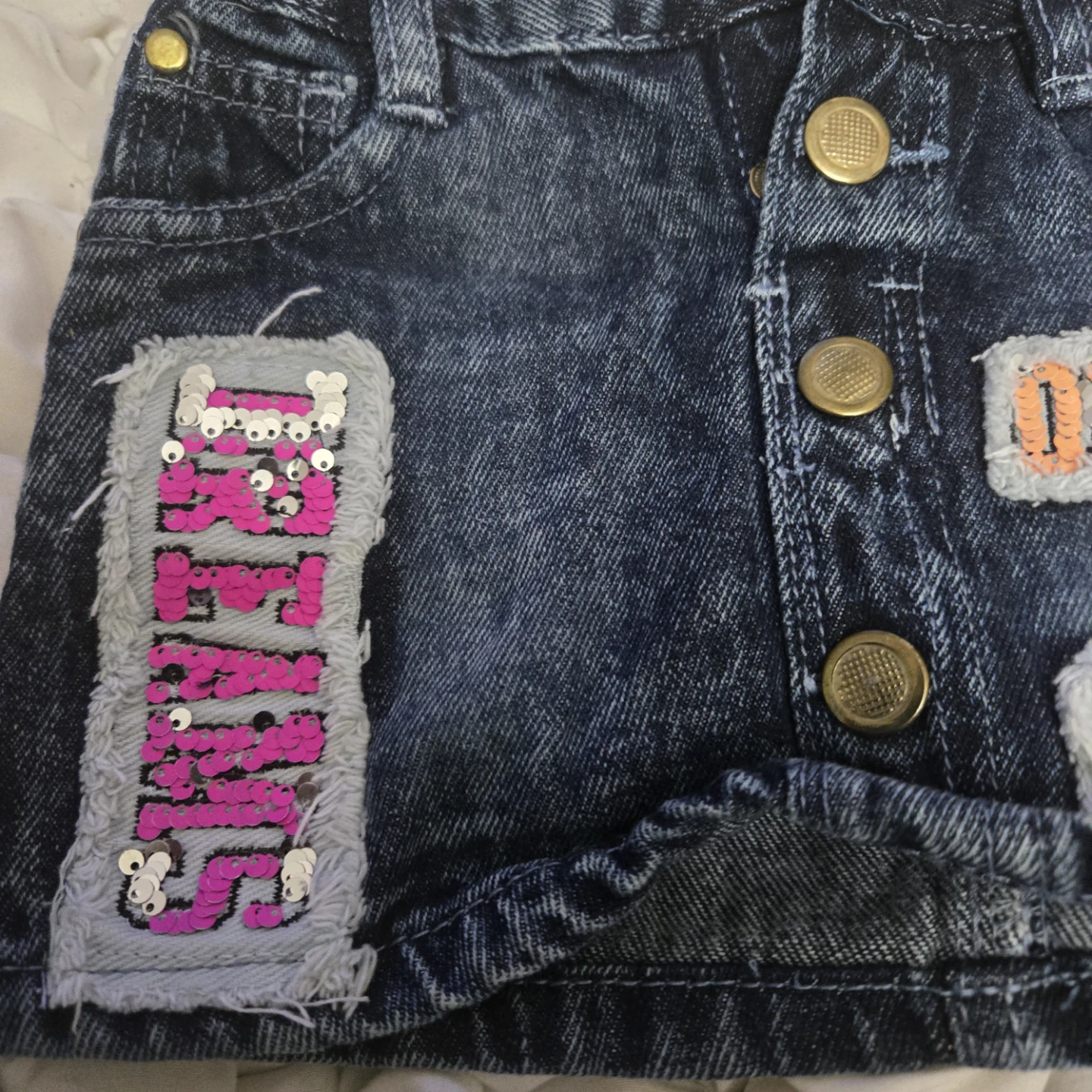 Girls Denim Skirt with Sequins - photo 3