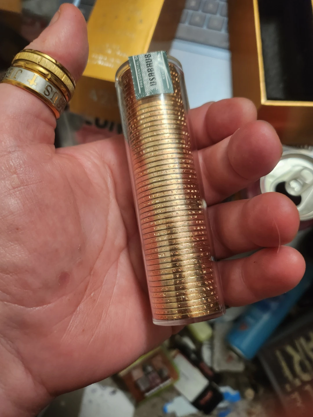 Stack of 50  US Gold Plated 1 Dollar Coins - photo 2