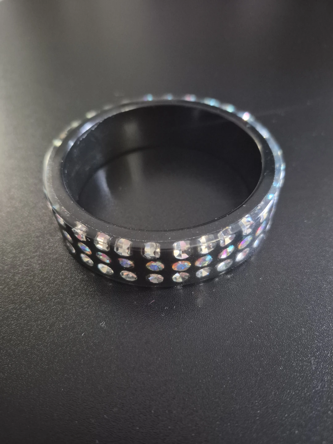 Black bracelet with rhinestones