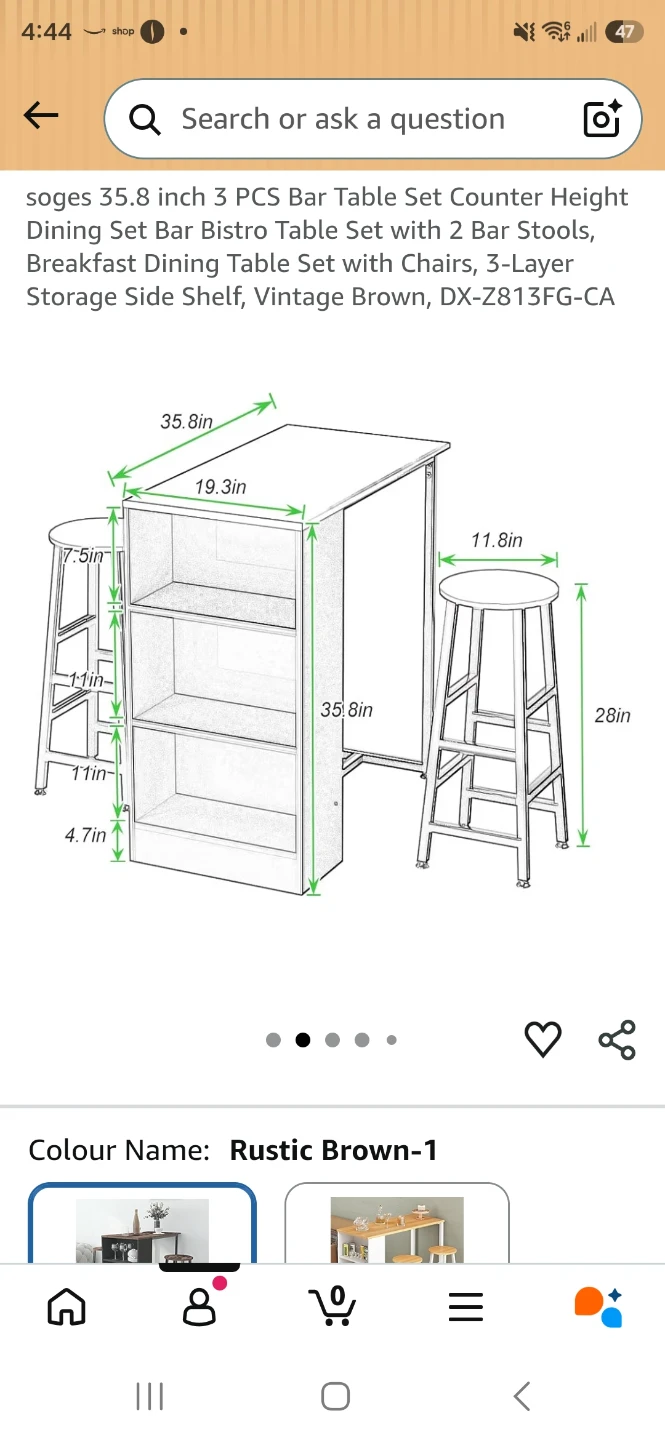 3-Piece Bar Table Set with 2 Stools - photo 5