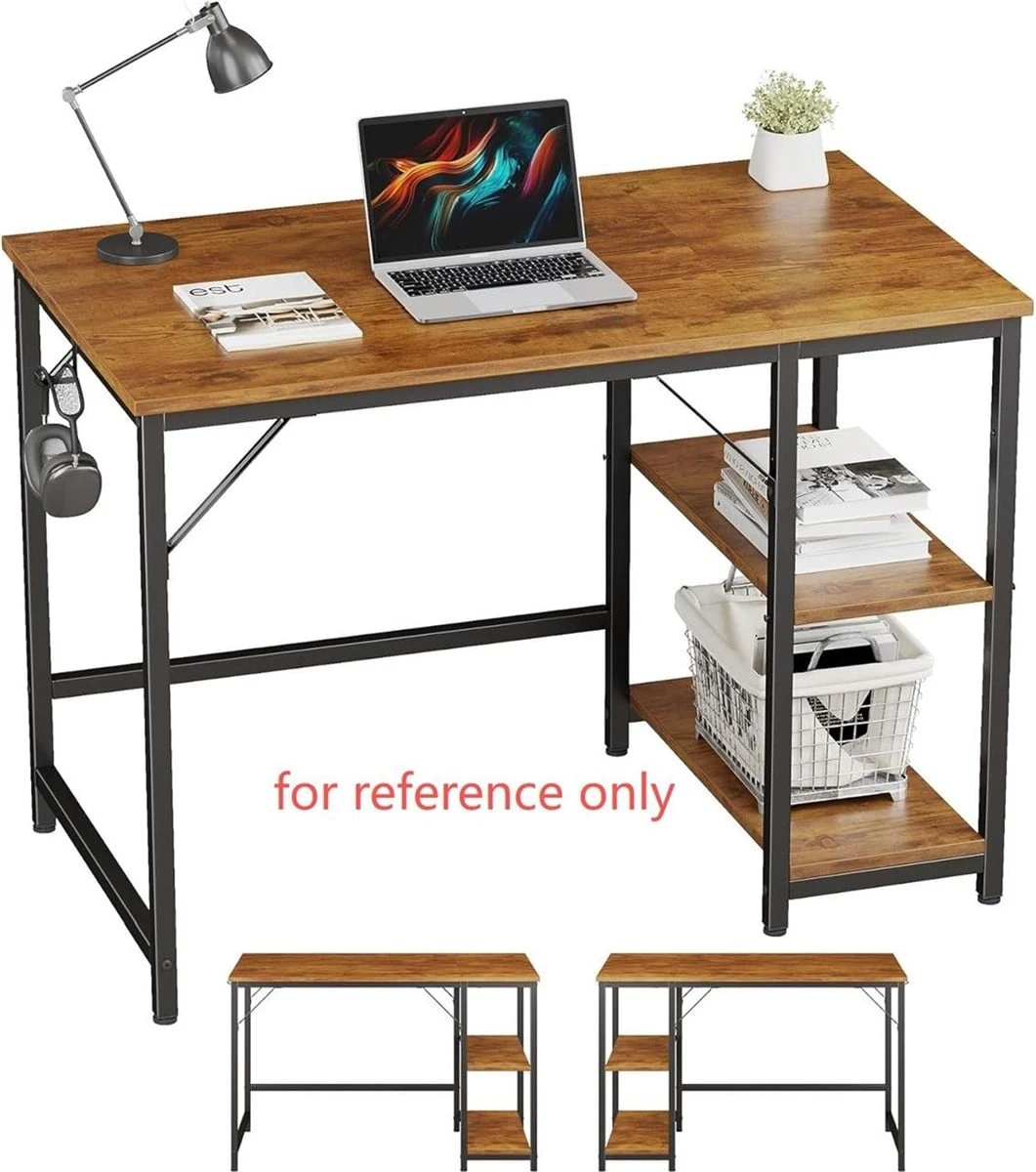 Rustic Wood and Metal Computer Desk with Shelves