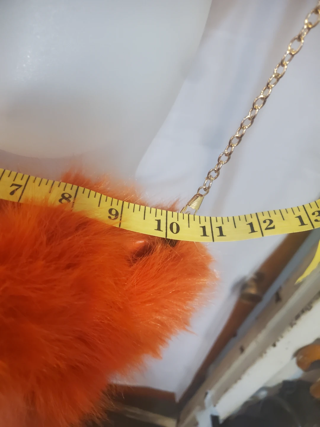 Orange Faux Fur Handbag with Chain Strap - photo 5