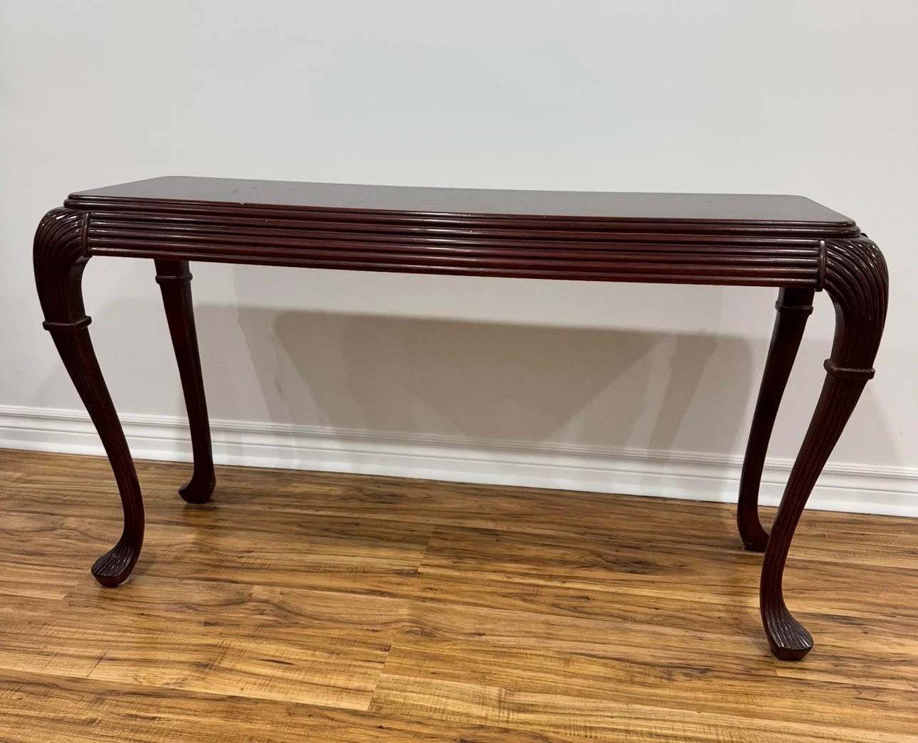Dark Wood Console Table with Carved Legs