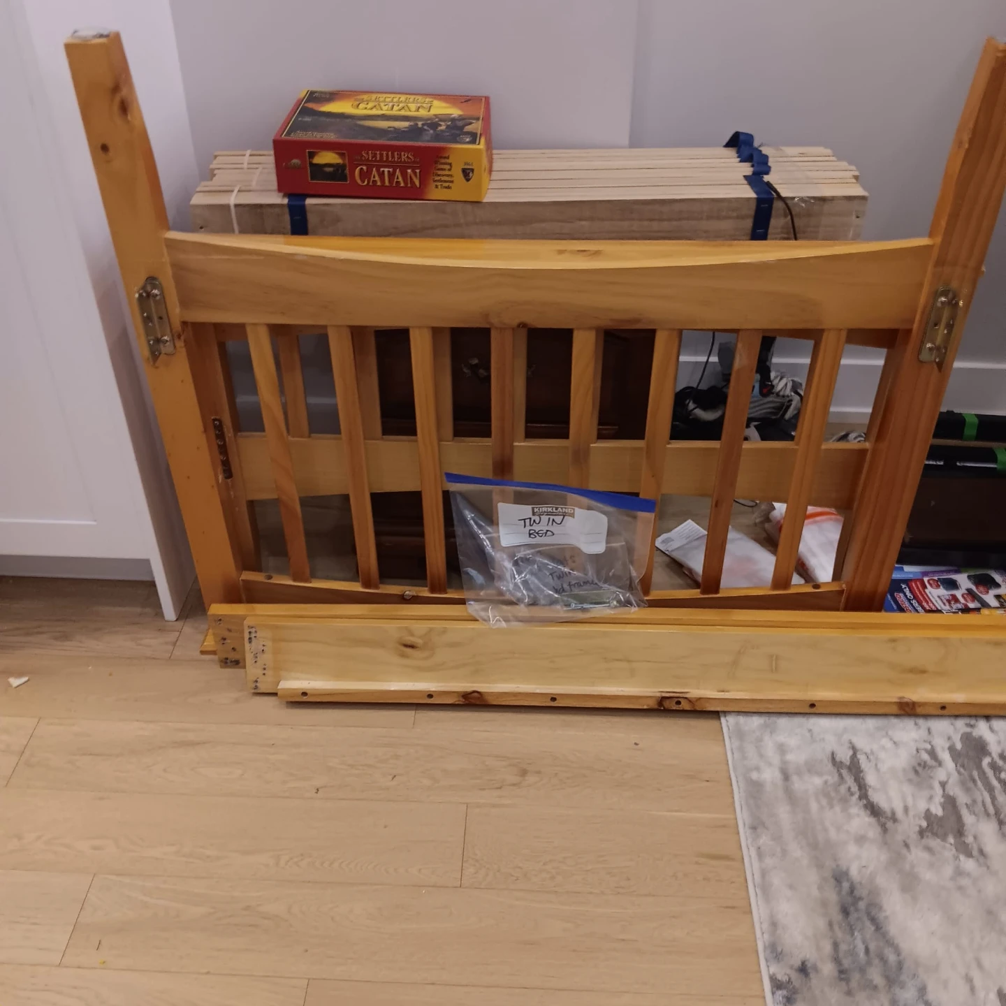 Solid wood twin bed with storage
