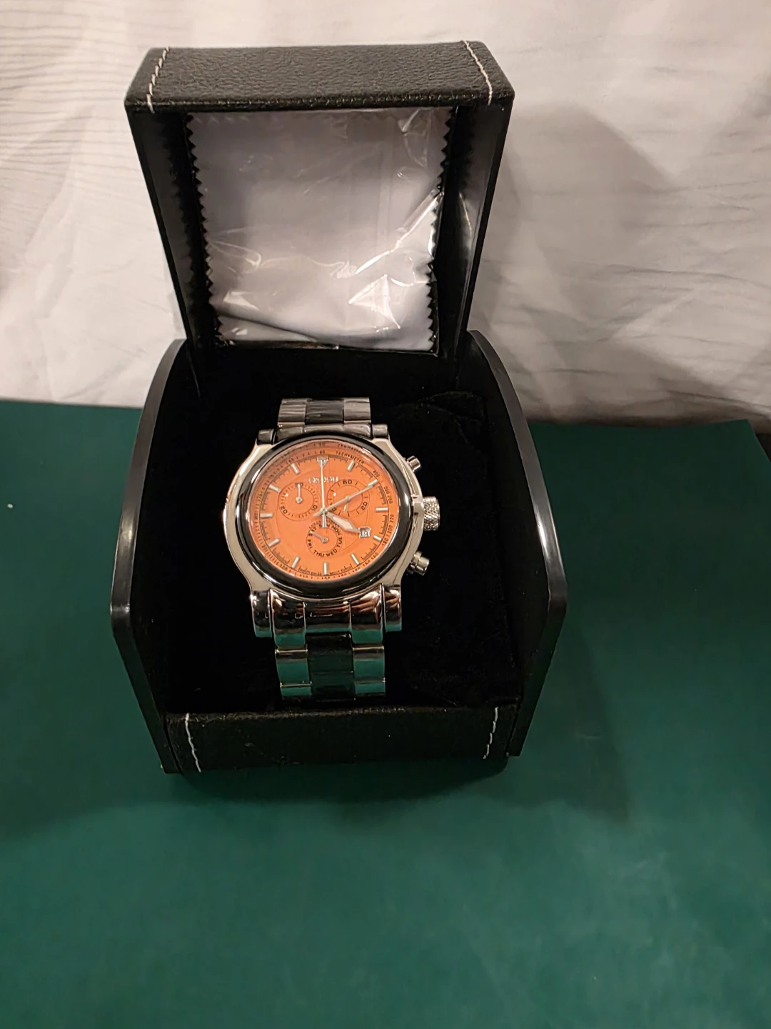 NEW Croton Chronomaster Chronograph Watch Orange Dial