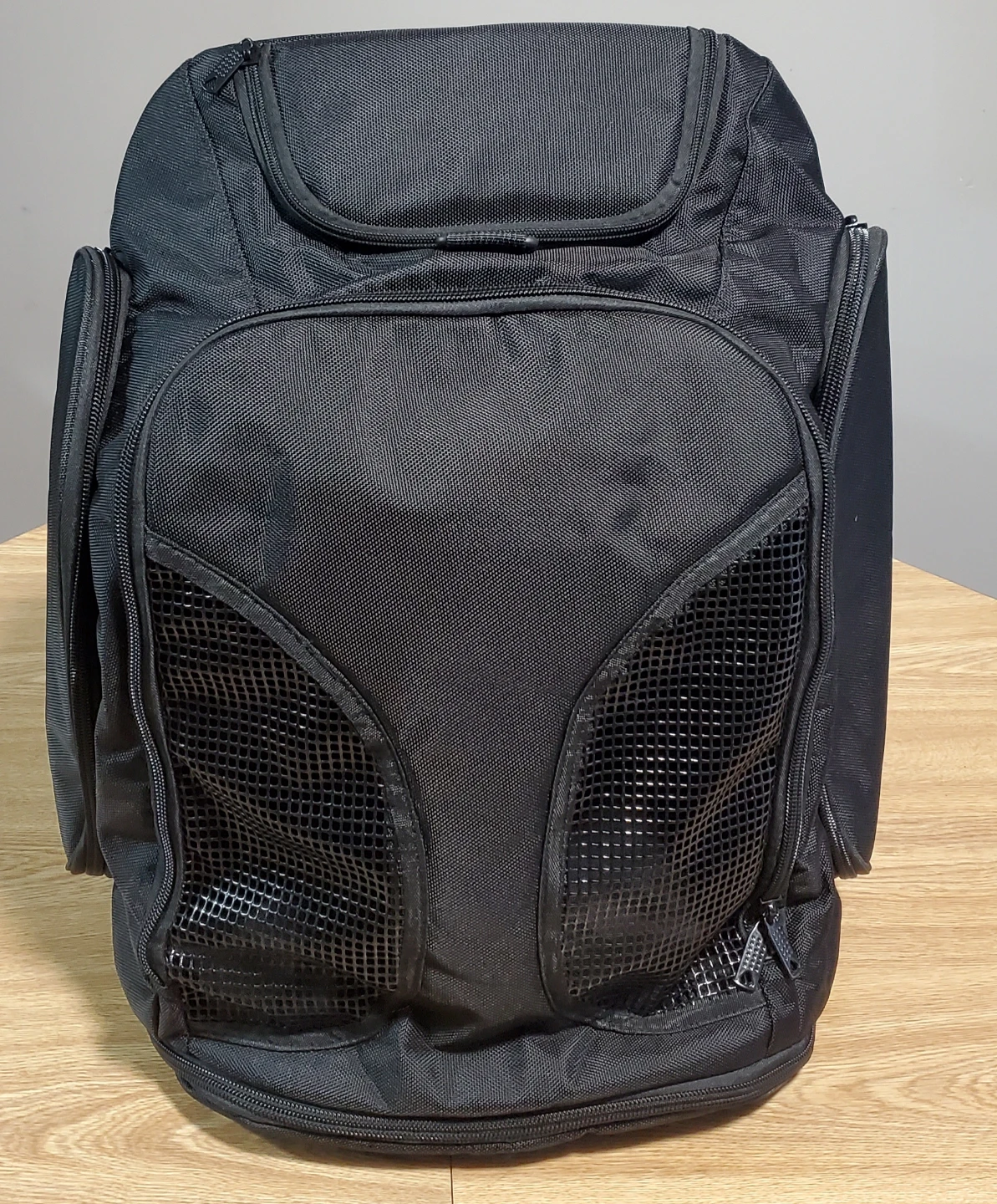 Very Solid Black Backpack with Mesh Pockets