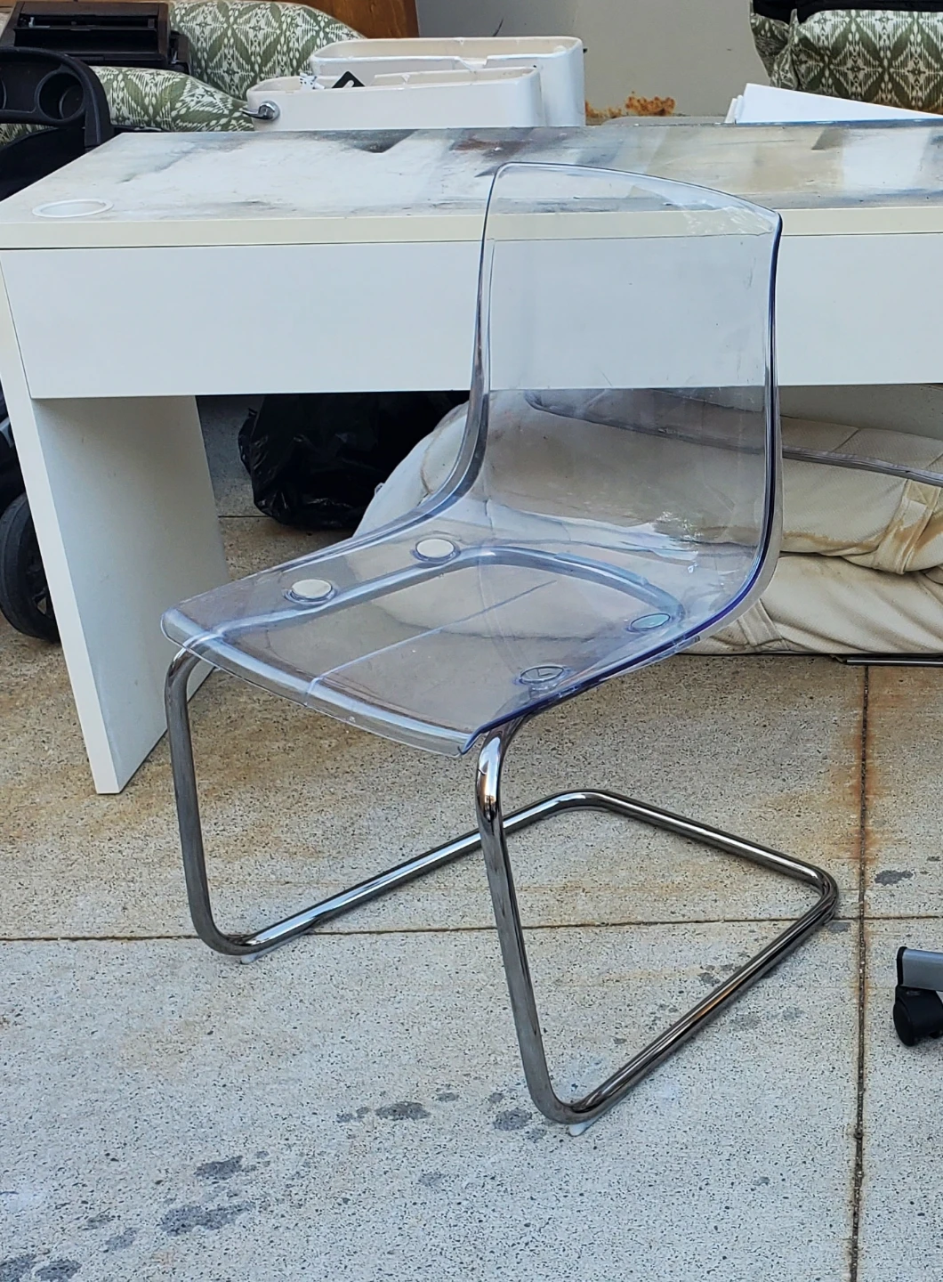 Clear Acrylic Dining Chair with Chrome Base
