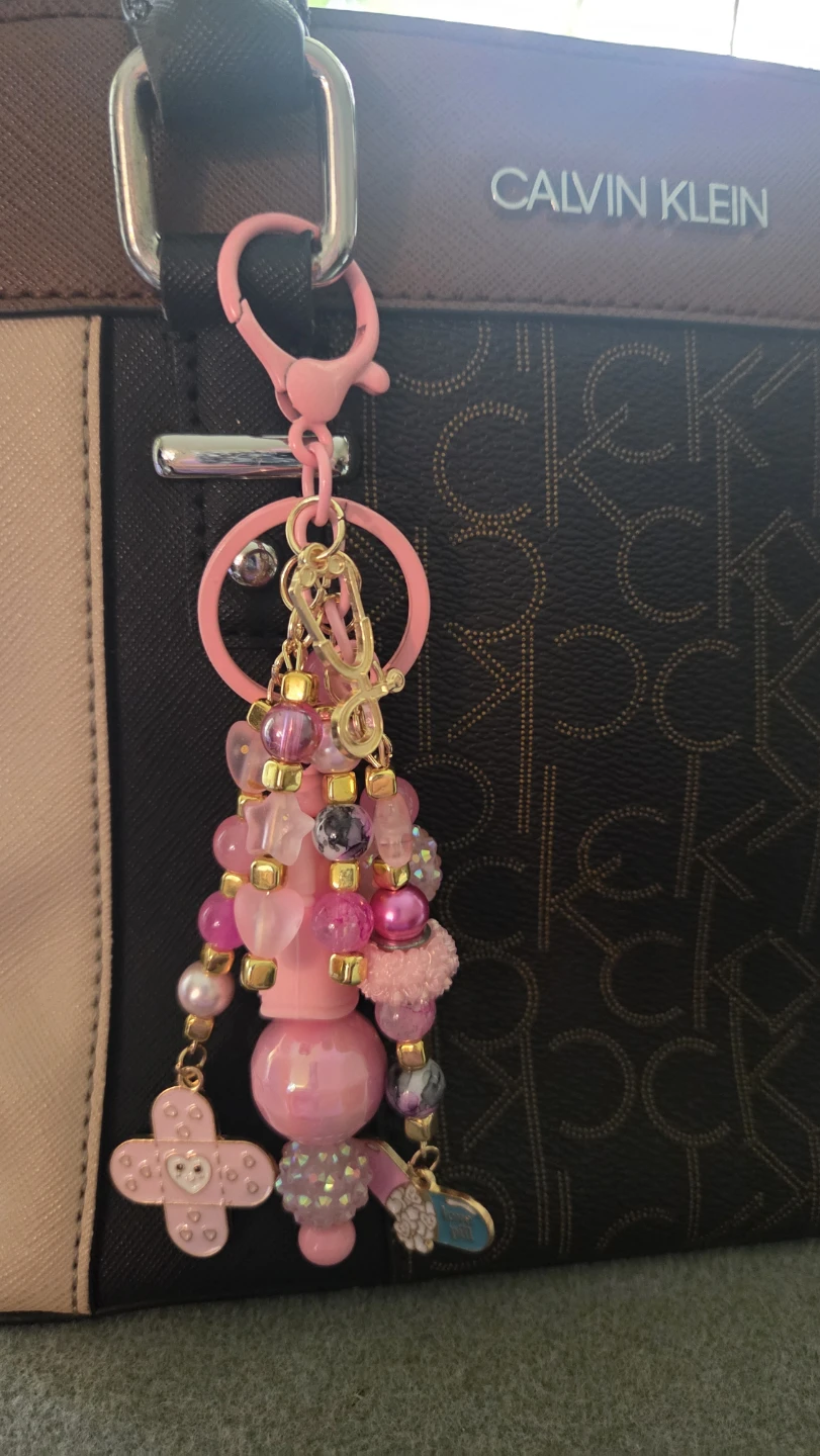 Pink Beaded Charm Keychain - photo 4