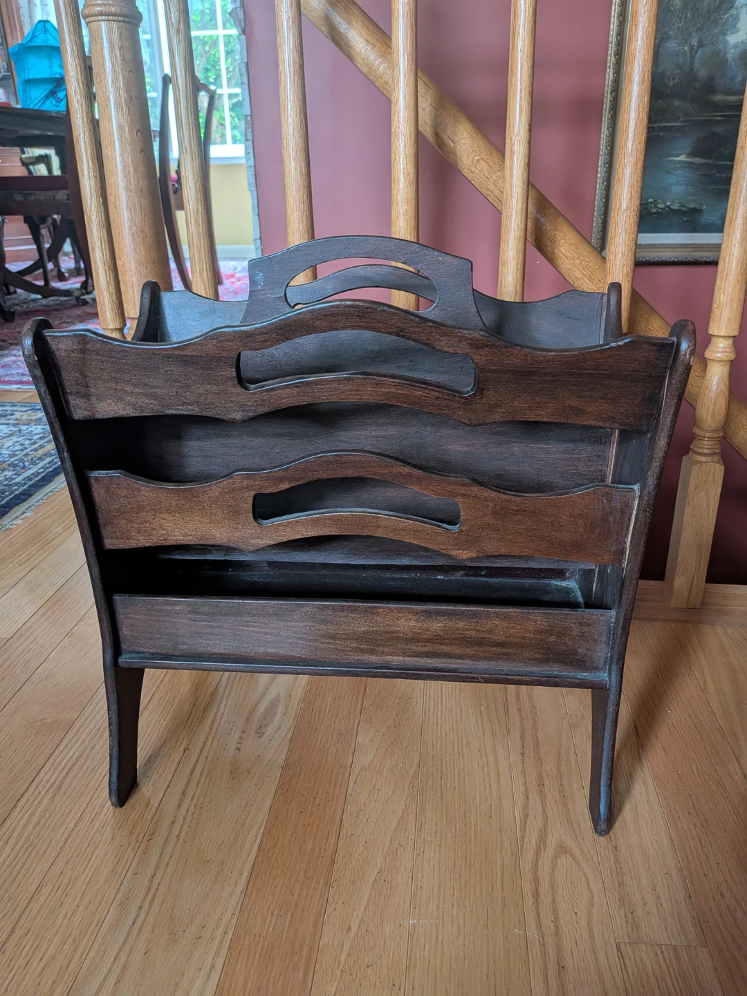 Two Vintage Wooden Magazine Rack Holder
