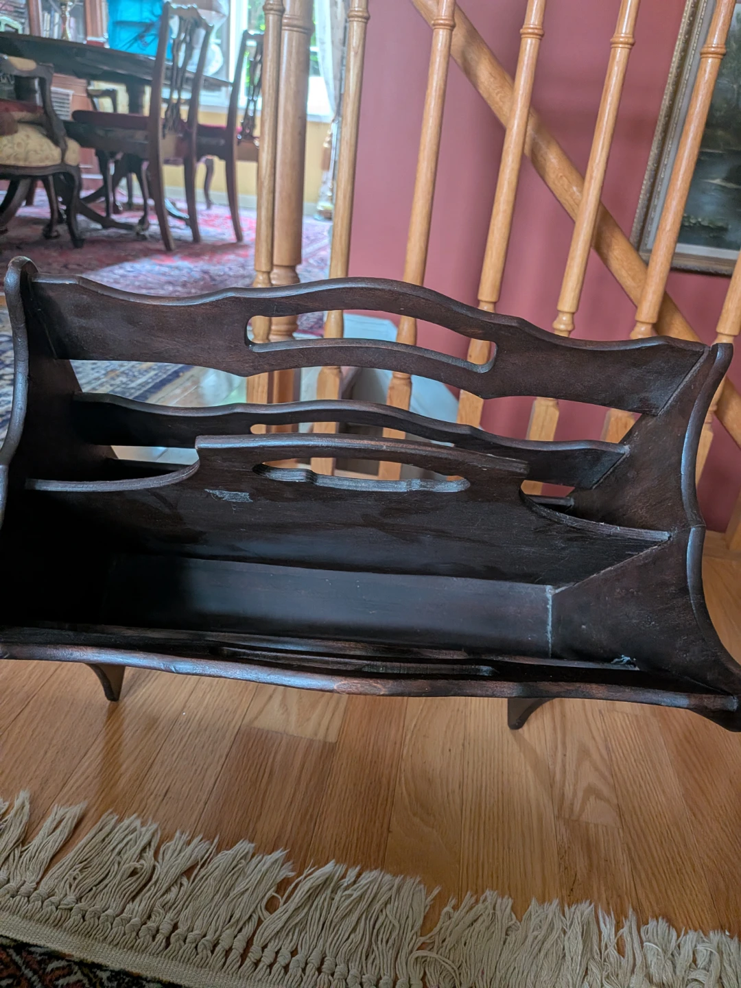 Two Vintage Wooden Magazine Rack Holder - photo 4