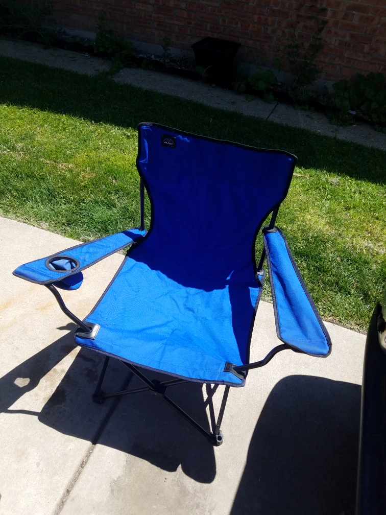 Blue Folding Camp Chair with Cup Holder