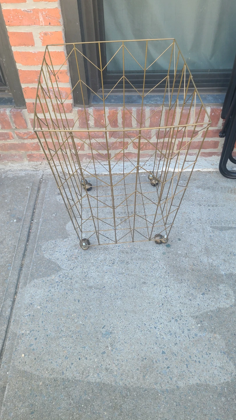 Gold Wire Storage Basket with Wheels