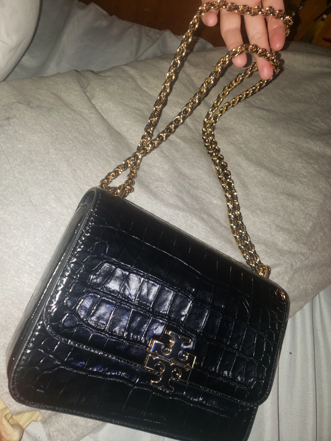 Tory Burch Black Croc Embossed Chain Bag - photo 5
