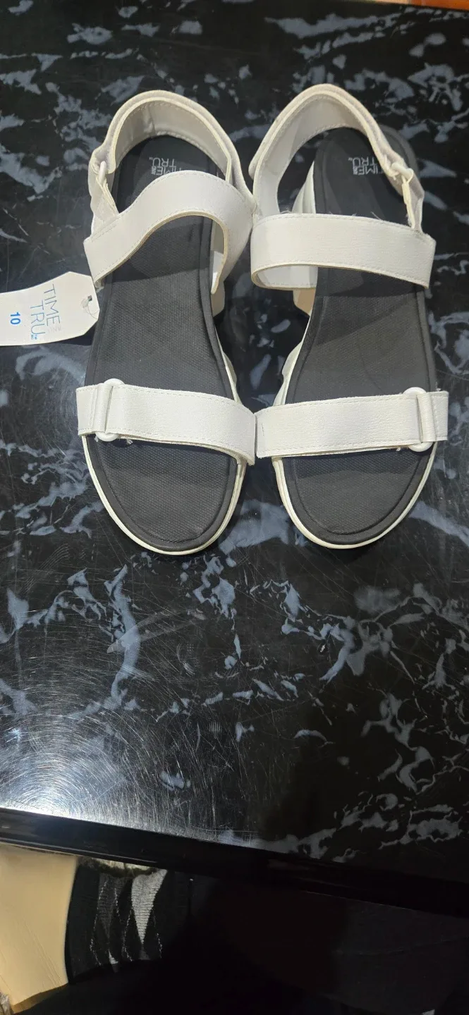 Time and Tru White Sport Sandals Size 10
