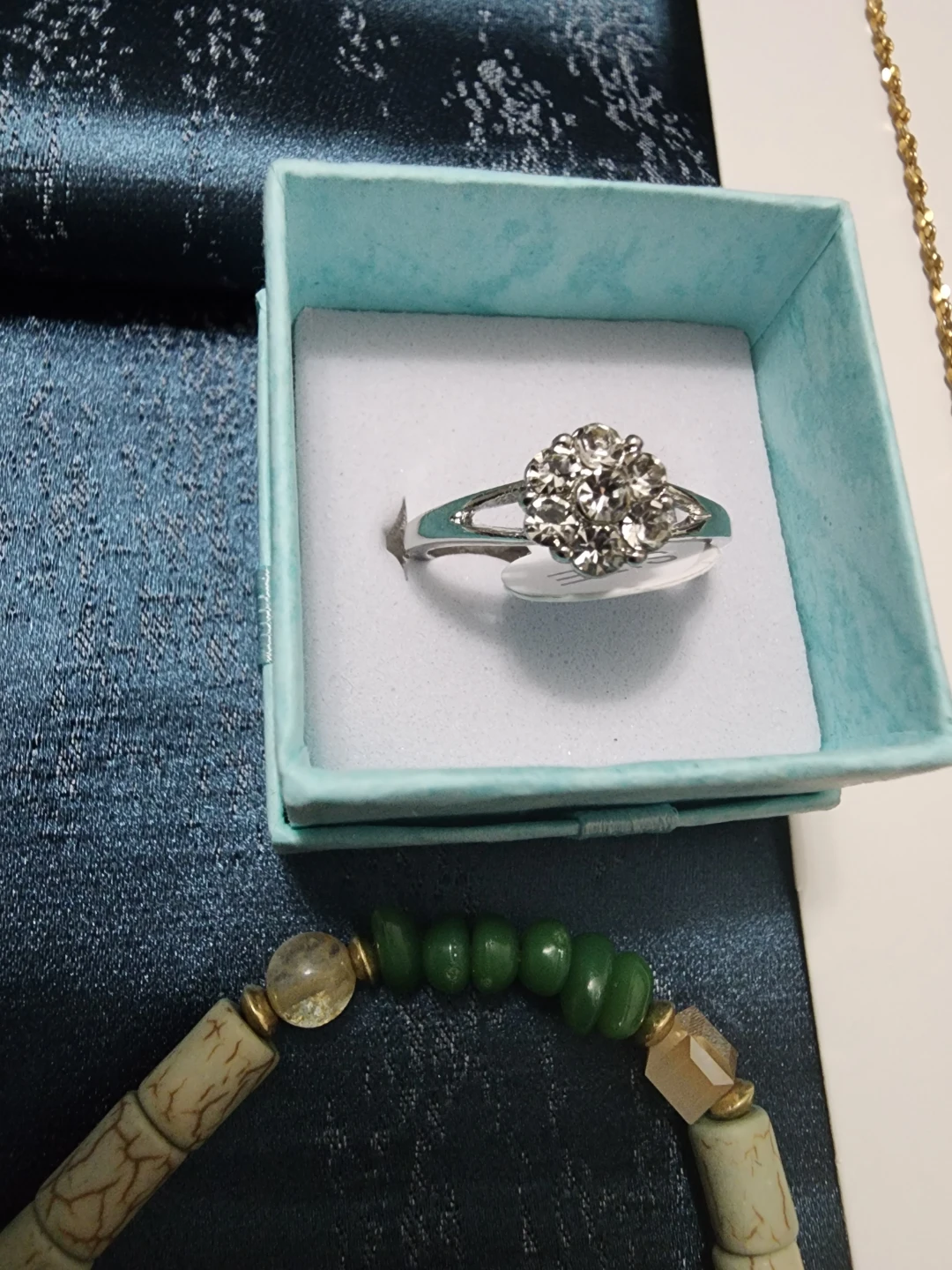 Silver-tone ring with clear stones - photo 2