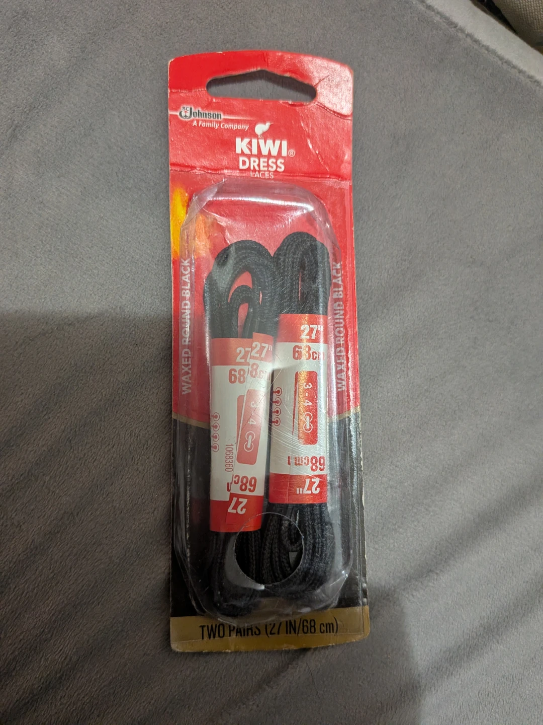 KIWI Waxed Round Black Dress Shoelaces - 2 Pairs