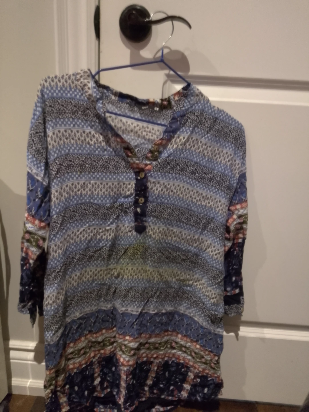 Blue Patterned Tunic Top