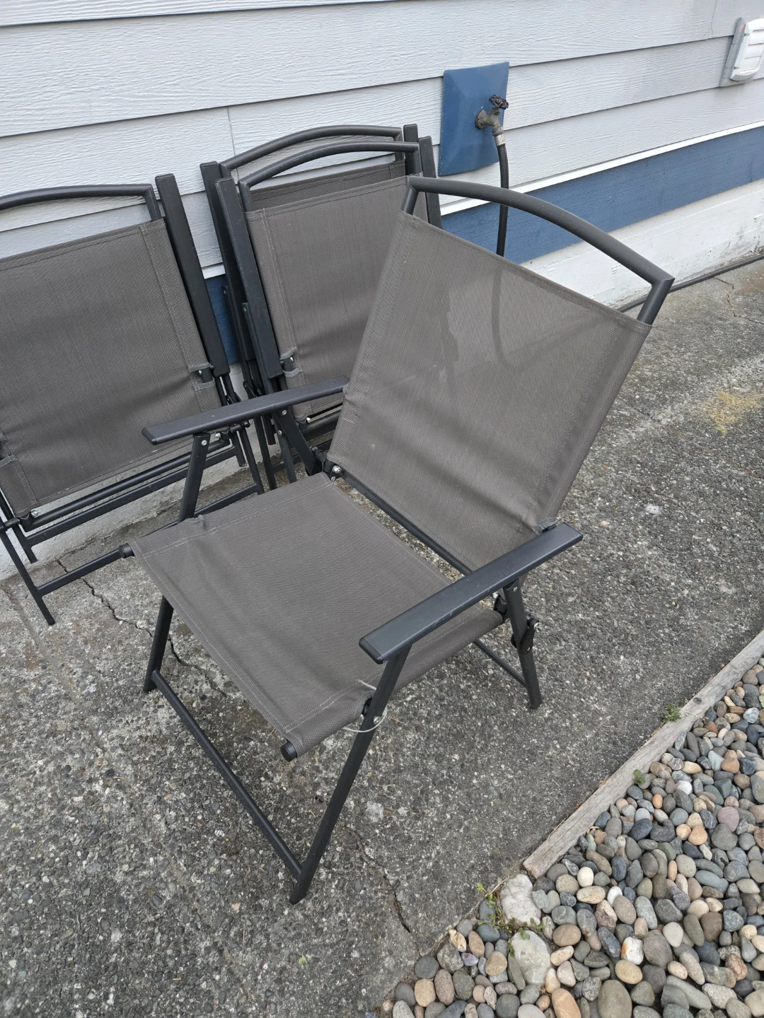 Set of 4 Grey Folding Patio Chairs