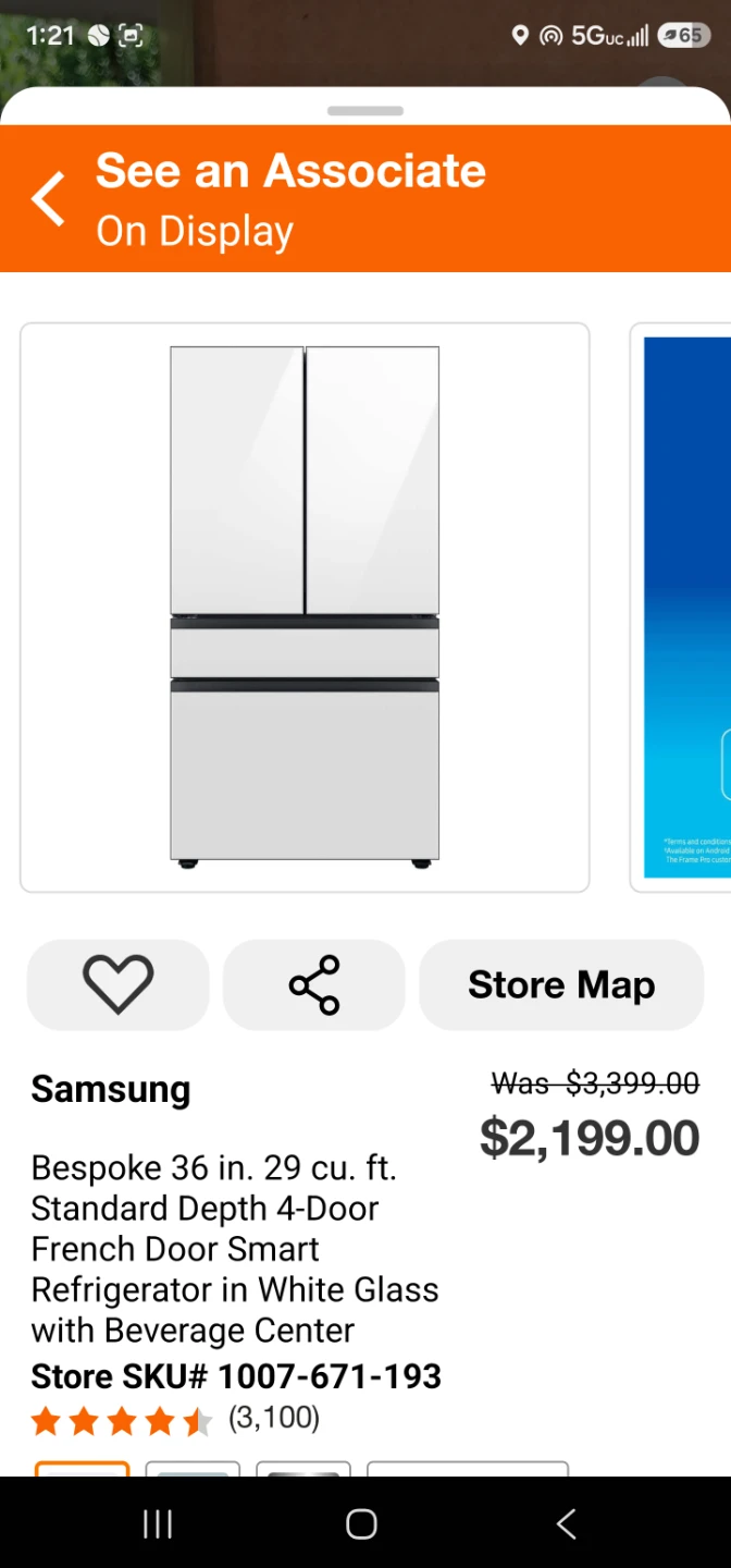 New Samsung Bespoke 36in white panel Refrigerator