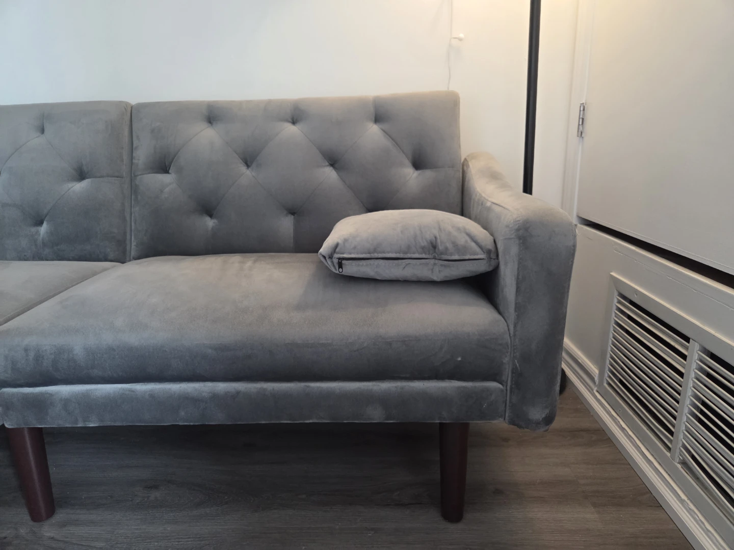 Grey Velvet Tufted Sofa - wayfair - photo 3
