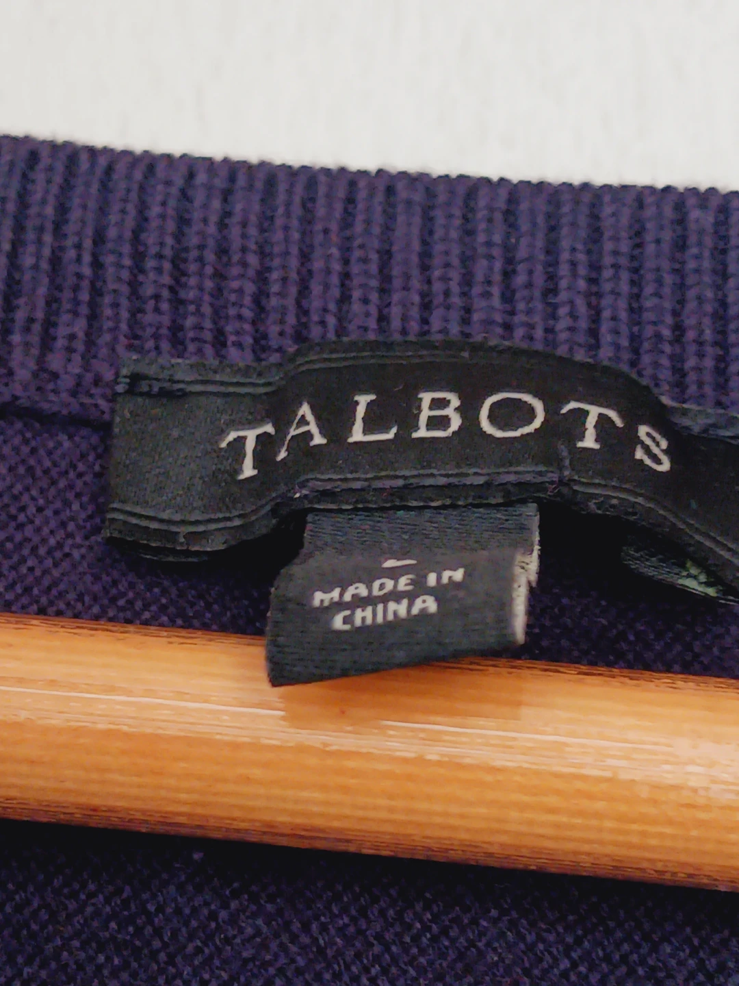 TALBOTS Blue Scoop Neck Crochet Sleeves Cotton Sweater.L. - photo 4
