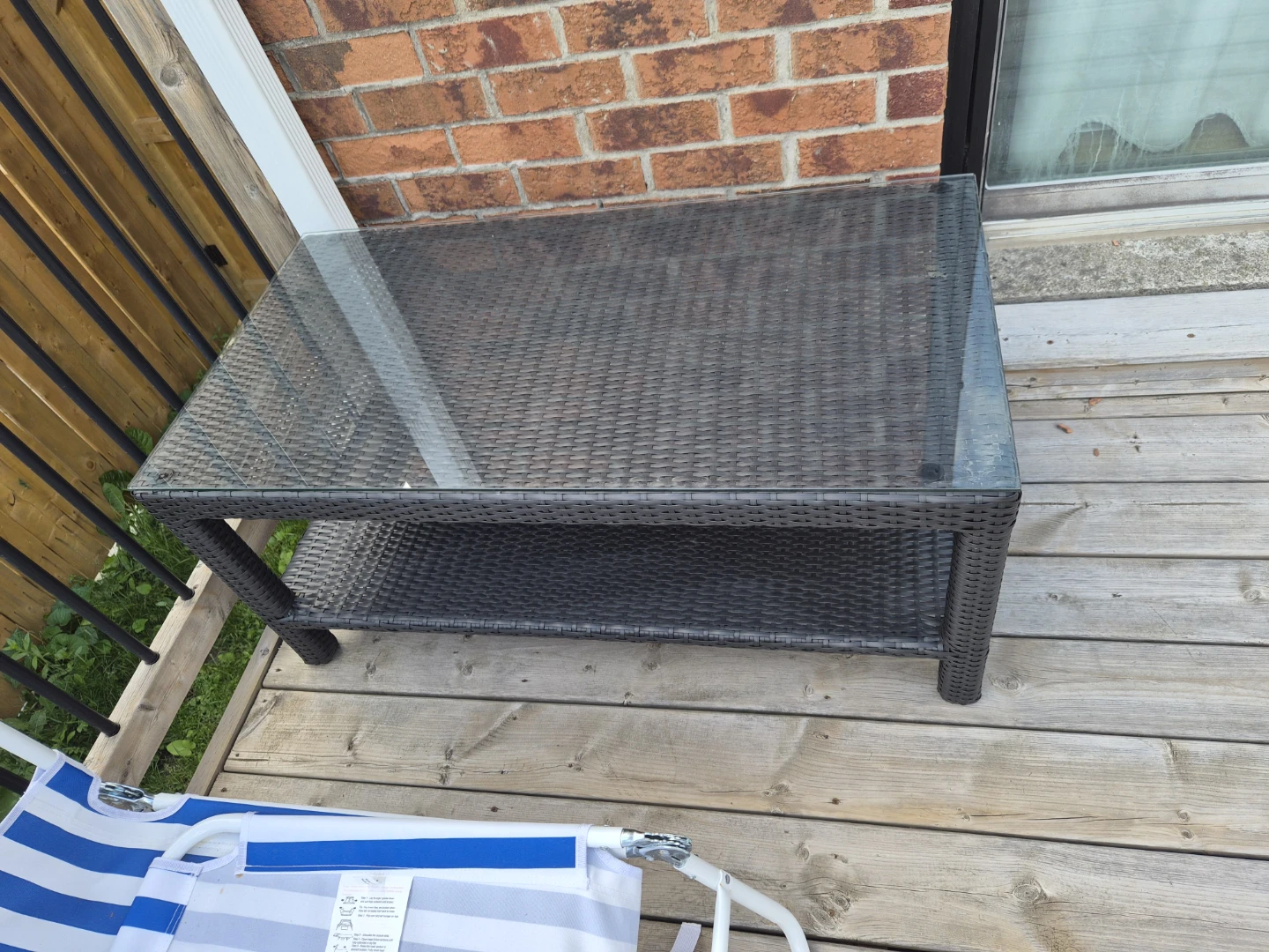 Rattan coffee table with glass top