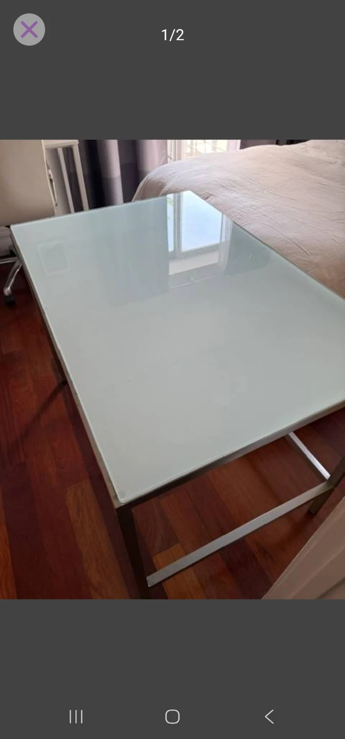 (Free Delivery) West Elm Desk Glass Top Desk with Metal Frame - photo 2