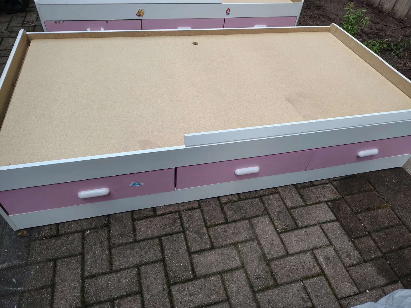 Kids Twin Bed Frame with Drawers - White/Pink - photo 4