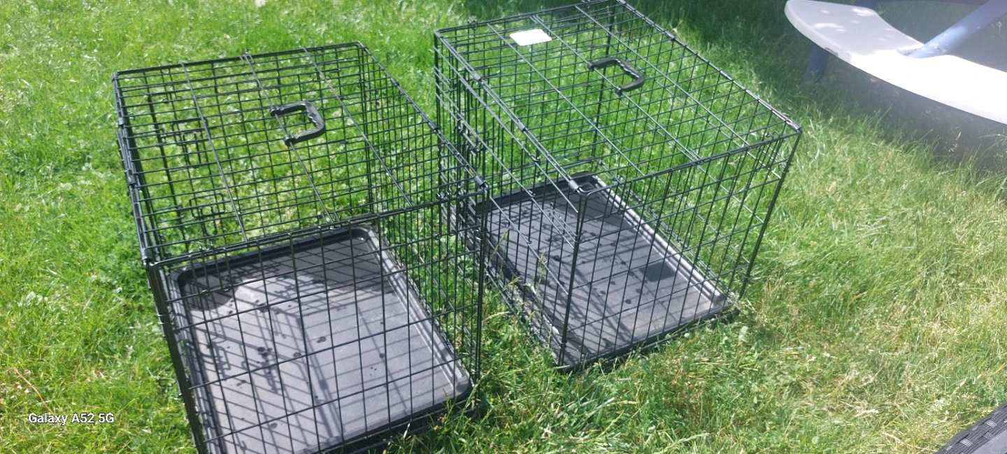 Two Pet Crate Cages with Trays