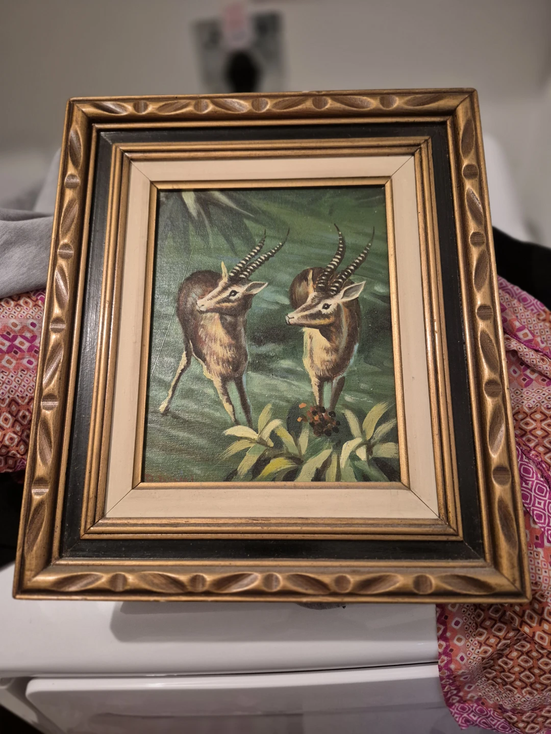 Framed Painting of Two Gazelles