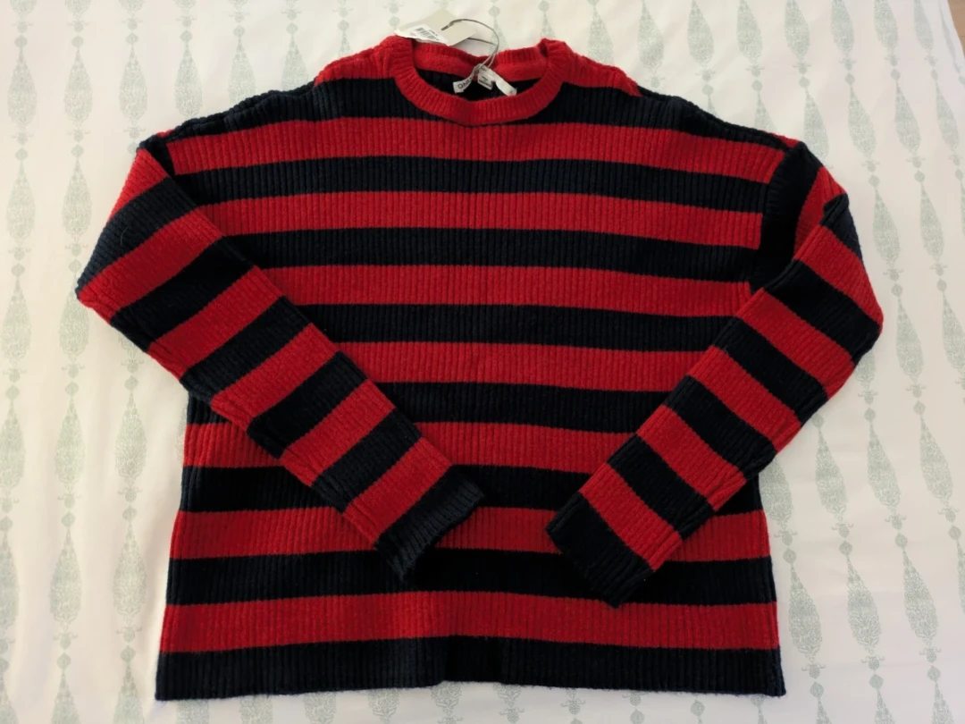(New) ONLY Red and Blue Striped Knit Sweater