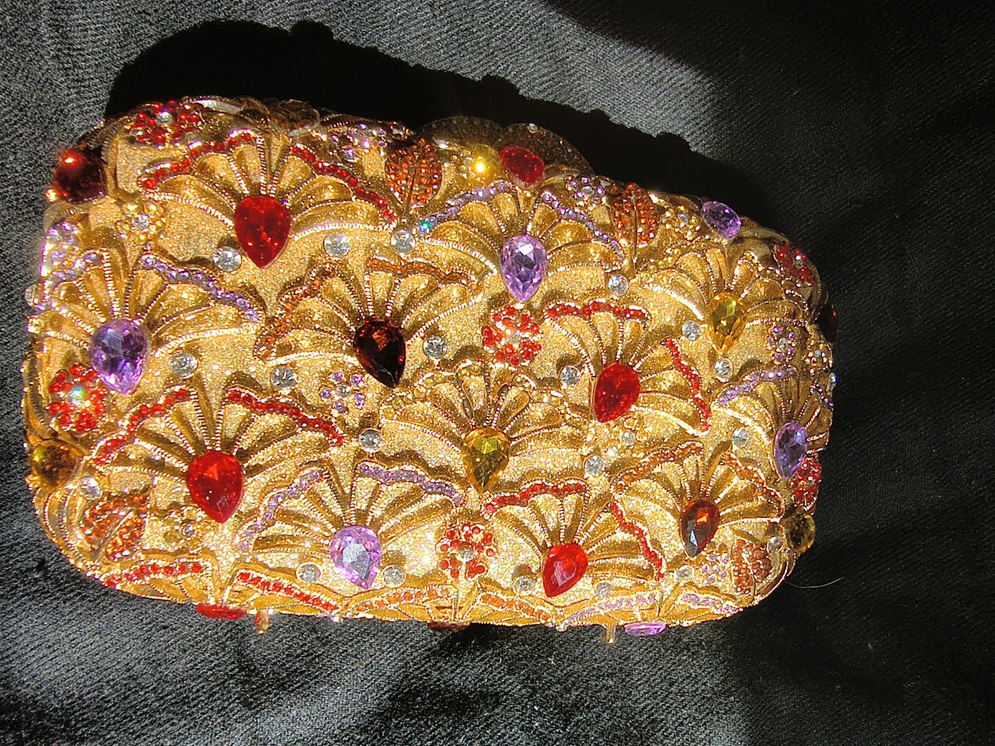 Gold Embellished Crystal Clutch with Rhinestones - photo 2