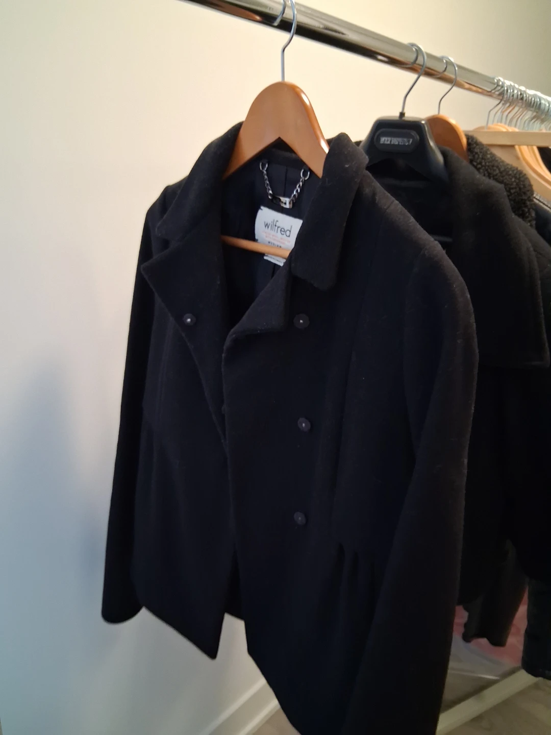 Wilfred Black Italian Wool Melton Coat with Cashmere - Medium