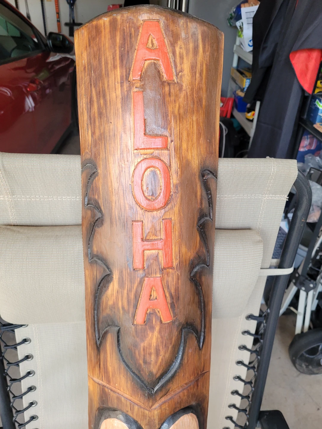Wooden Tiki Mask 40 inches high with ALOHA Carving - photo 2