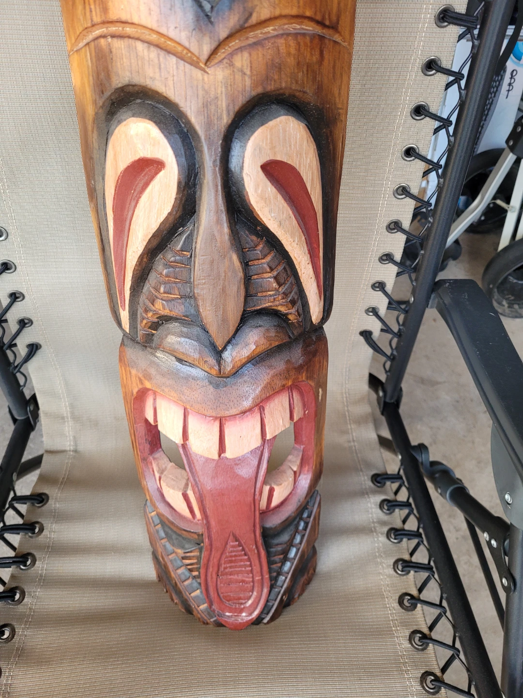 Wooden Tiki Mask 40 inches high with ALOHA Carving - photo 3