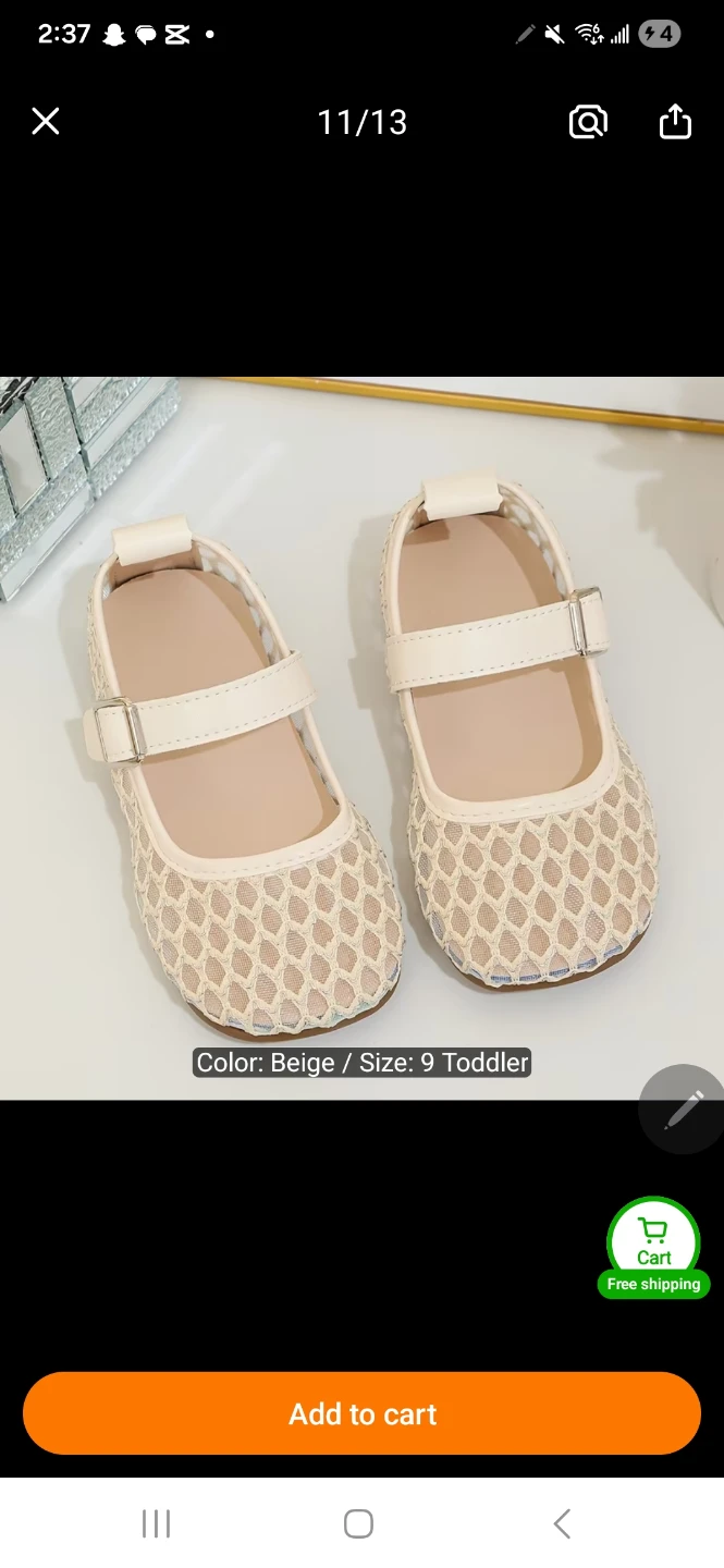 Toddler Girls Mary Jane Shoes - Beige Size 9 - photo 2