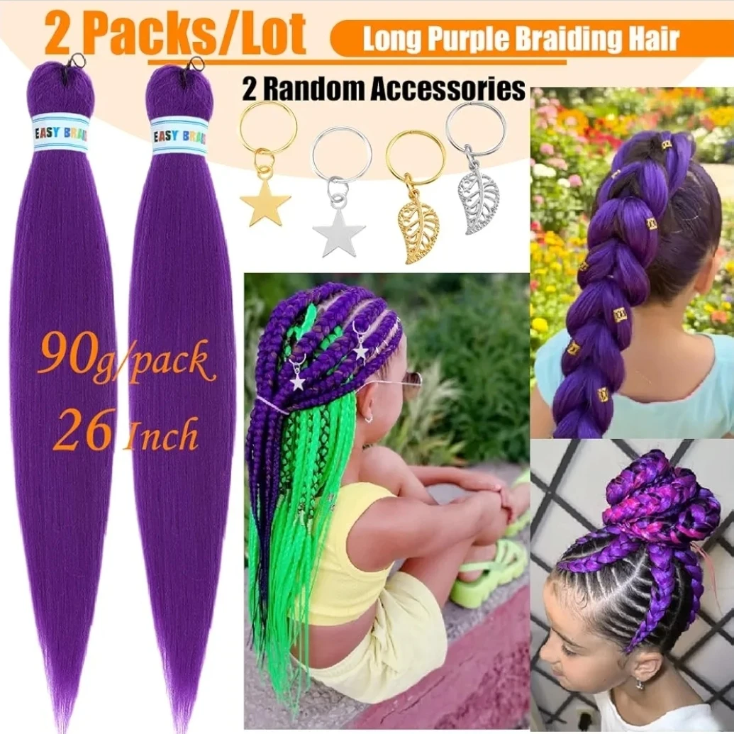 2 Packs Long Purple Braiding Hair 26 Inch - photo 2