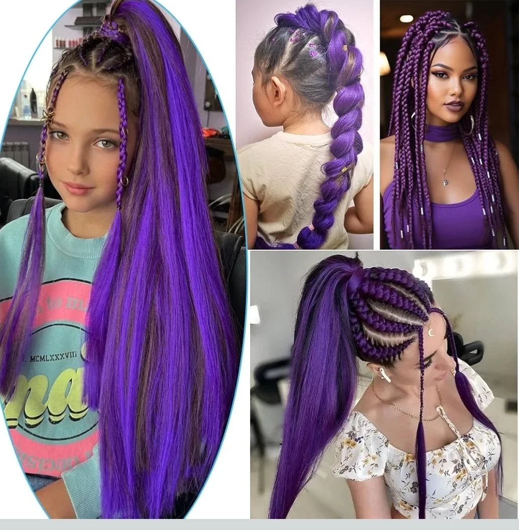 2 Packs Long Purple Braiding Hair 26 Inch - photo 3