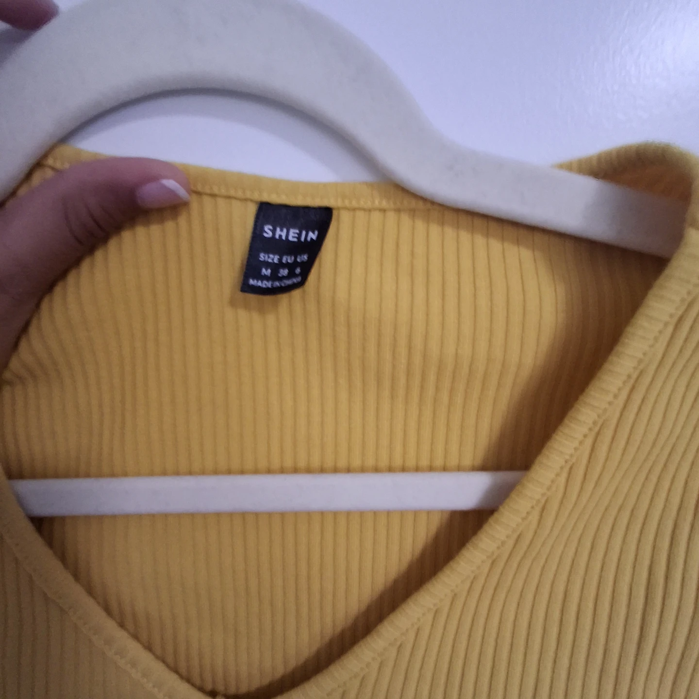 Yellow Ribbed V-Neck T-Shirt - photo 2