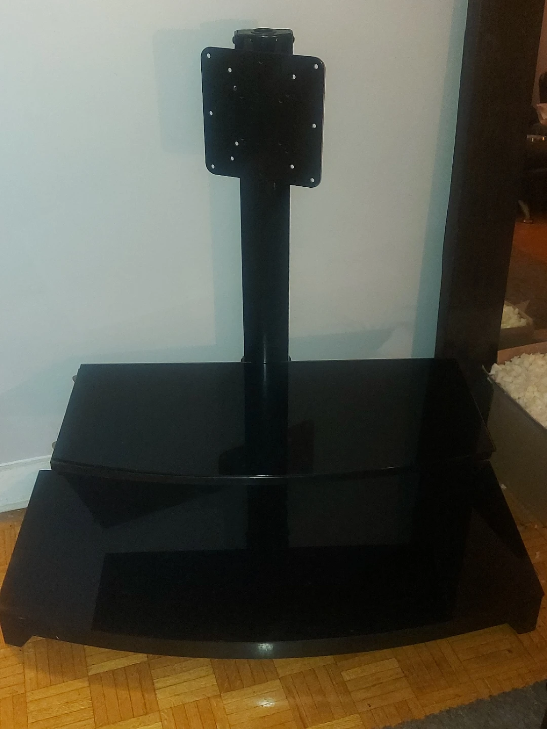 Black 2-Tier Glass TV Stand