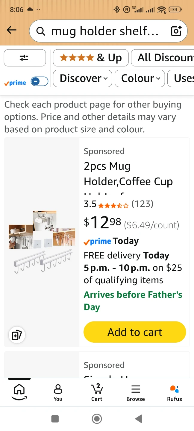 Aeixlum 2pcs Under Shelf Mug Holder - photo 3