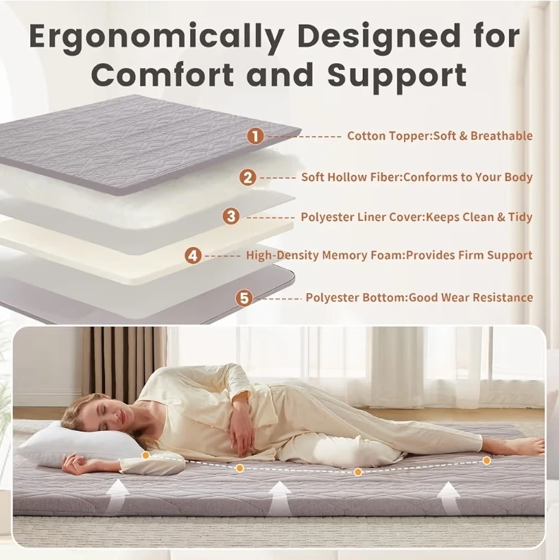 Japanese Floor Mattress  Queen Size, 2.5" Sleeping Mat - photo 2